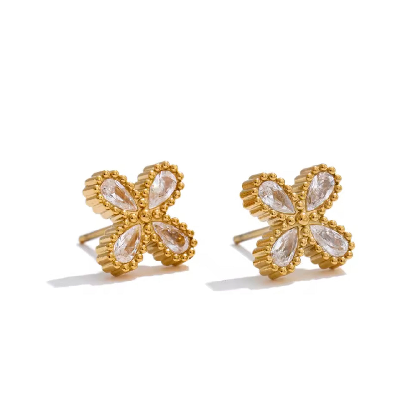 Elora Crystal Flower Stud Earrings