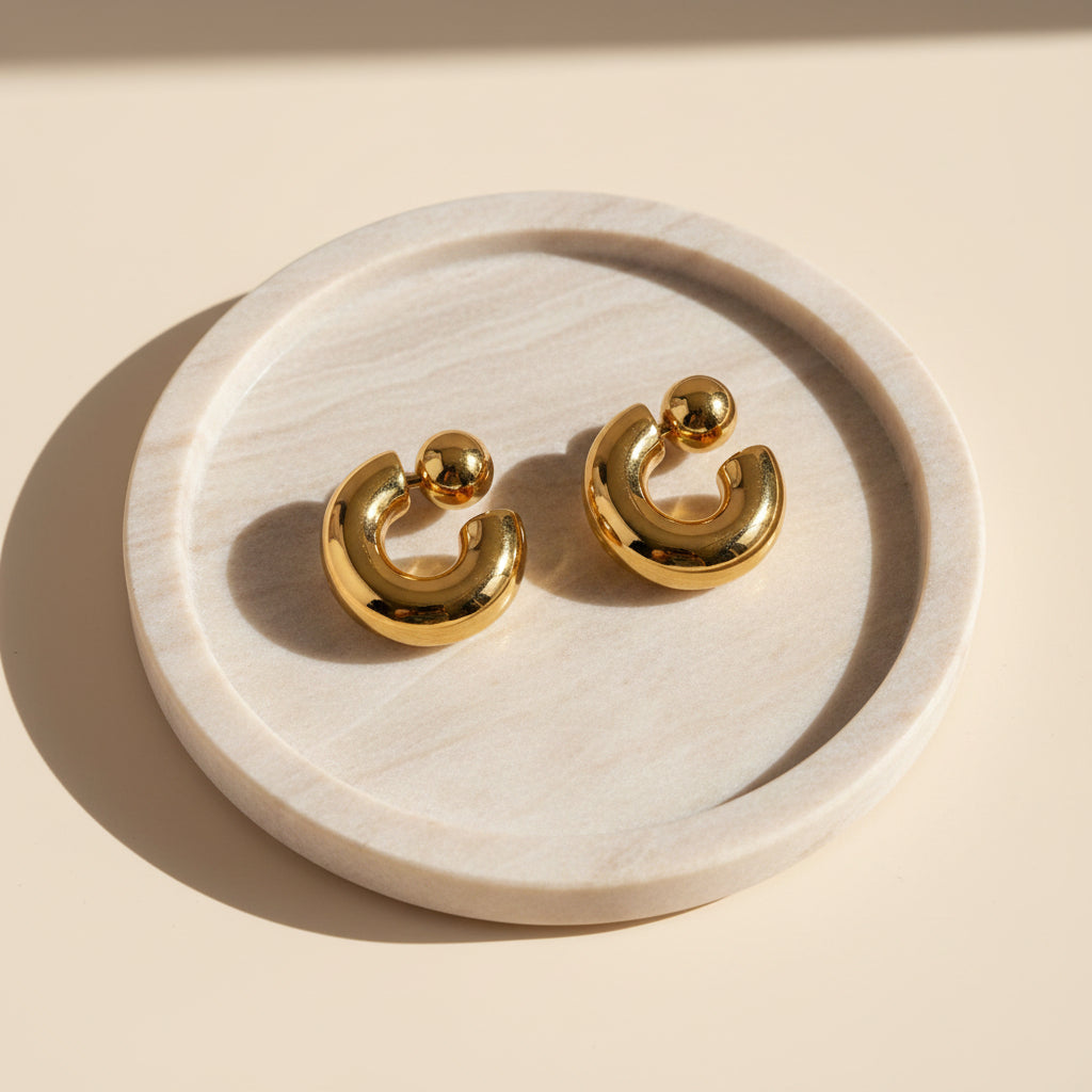 C-Shape Chunky Hoops (Gold or Silver)