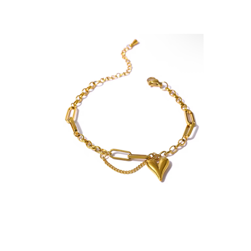 Heart Charm Double Chain Bracelet