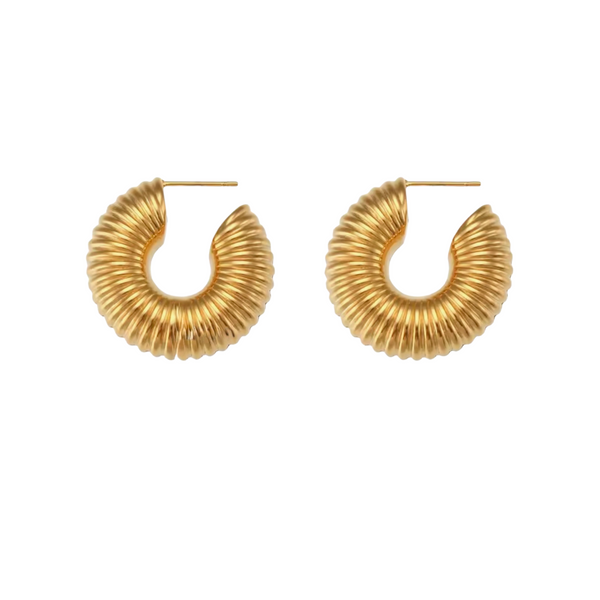 Ribbed Gold Hoops