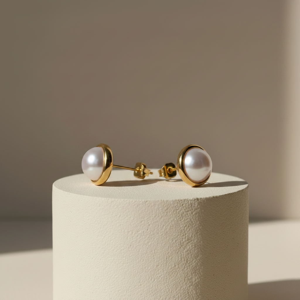 Pearl Frame Stud Earrings