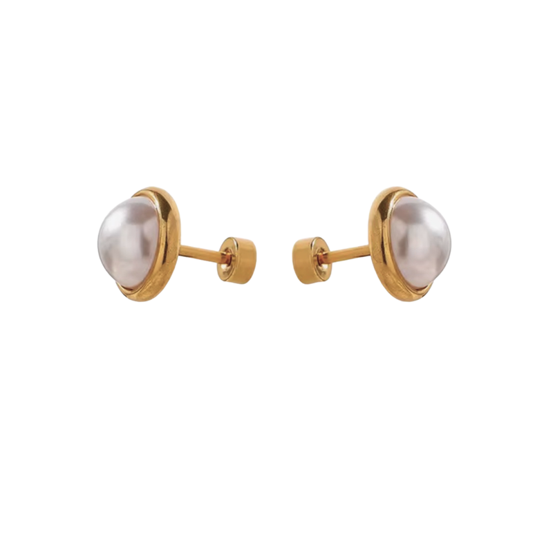 Pearl Frame Stud Earrings
