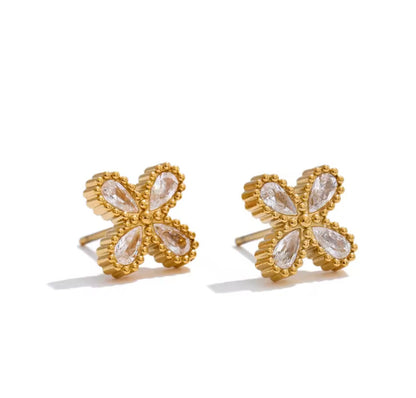 Elora Crystal Flower Stud Earrings