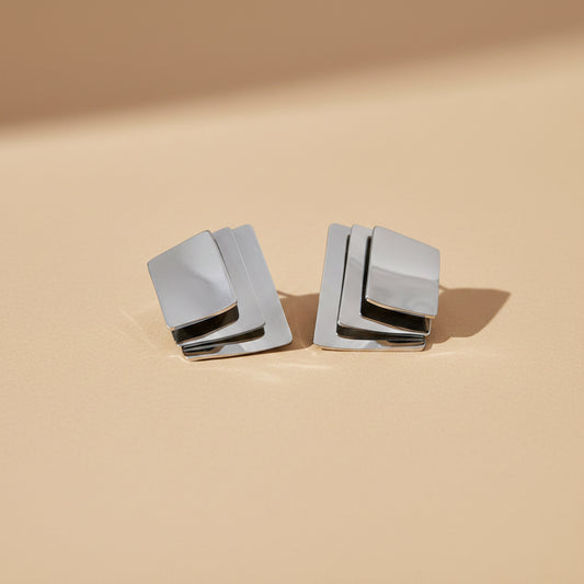 Modern Geometric Layered Stud Earrings