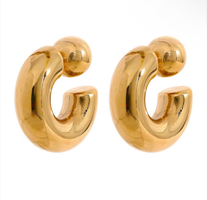 C-Shape Chunky Hoops (Gold or Silver)