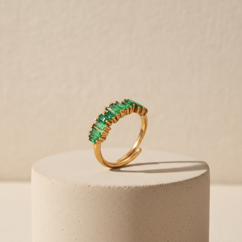 The Amora Crystal Ring (Green, Pink & White)