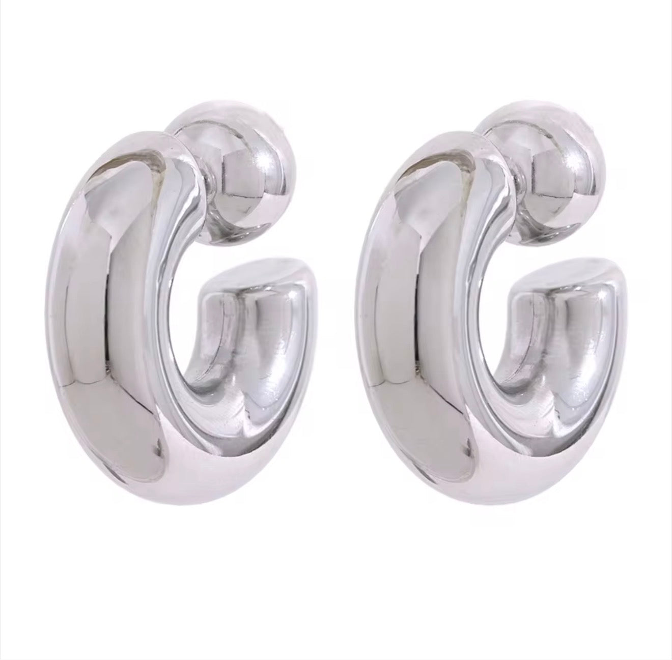 C-Shape Chunky Hoops (Gold or Silver)